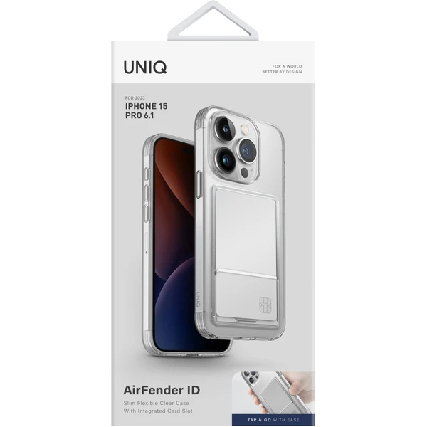 UNIQ Air Fender Card Slot ochranný kryt iPhone 15 Pro Nude čirý