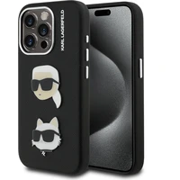 Karl Lagerfeld Grained PU K&CH Heads kryt iPhone 15 Pro černý - Pouzdra