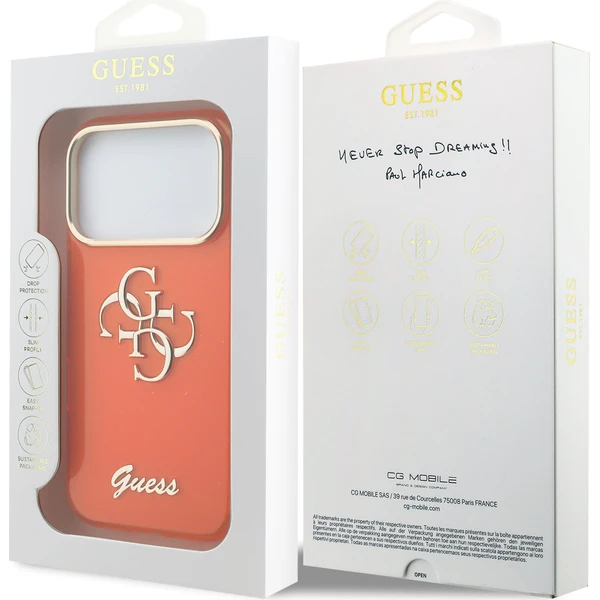 Guess IML 4G Script Metal Logo kryt iPhone 17 Pro oranžový - Pouzdra - Obrázek 0051a1a06a564fa4a84c79fcd26936bc