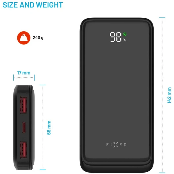 FIXED Zen2 10 powerbanka s LCD displejem a PD 20W, 10 000 mAh, černá - Powerbanky - Obrázek 00e15d5f92de40419d19ce9320499dab