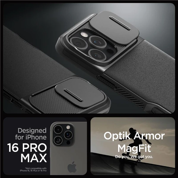 Spigen Optik Armor MagSafe kryt iPhone 16 Pro Max black - Pouzdra - Obrázek 010d4f90b0f54168acfac95ce8610e13