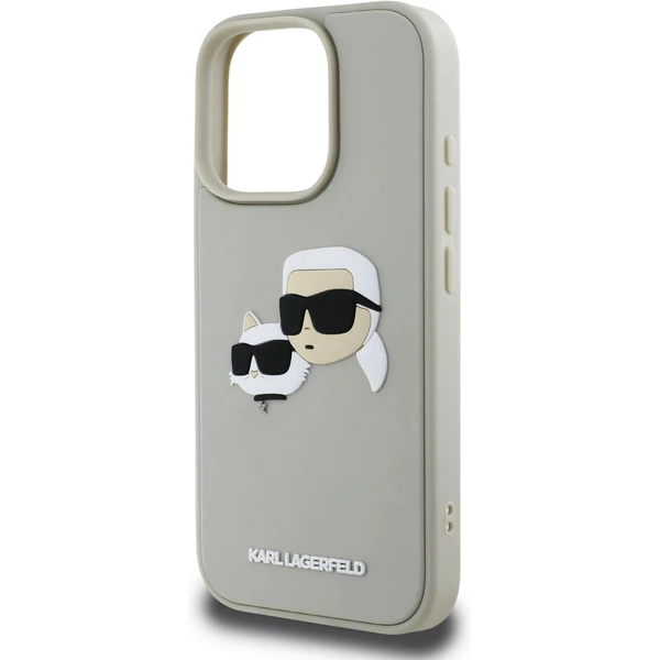 Karl Lagerfeld 3D Rubber Double Heads kryt iPhone 16 Pro Max béžový - Pouzdra - Obrázek 01795e55da9848958a52f62d1175e955