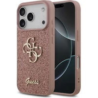 Guess PU Fixed Glitter 4G Metal Logo kryt iPhone 17 Pro růžový - Pouzdra