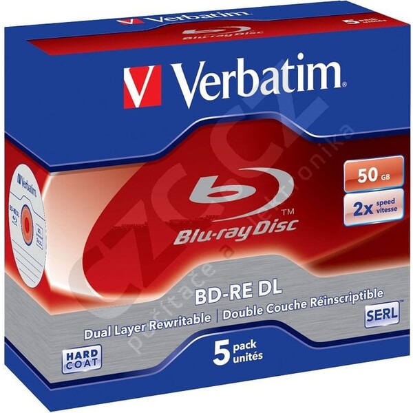 VERBATIM BD-RE DL (5 ks)Blu-Ray/Jewel/2x/50GB