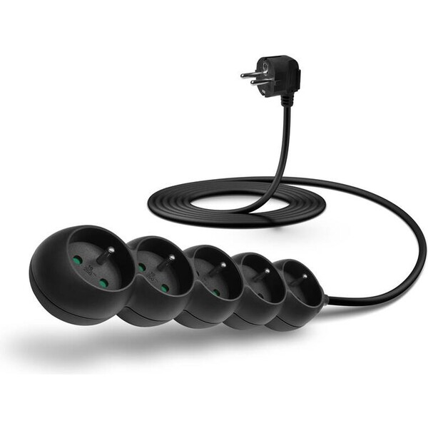 CONNECT IT prodlužovací kabel 230 V, 5 zásuvek, 3 m, bez vypínače (černý) CES-1324-BK Černá