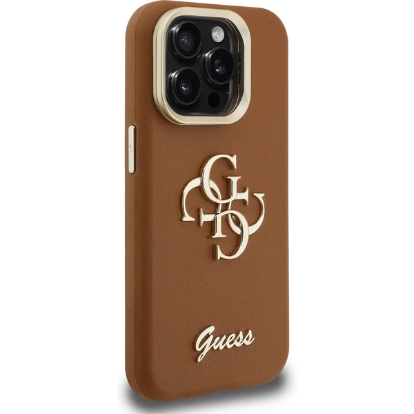 Guess PU Grained 4G Logo Stand Camera Frame kryt iPhone 15 Pro Max hnědý - Pouzdra - Obrázek 01e7761525024767a093ed1192d2ceb2