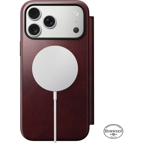 Nomad Modern Leather Folio (Horween) MagSafe kožené pouzdro iPhone 17 Pro Max Burgundy - Pouzdra - Obrázek 01f502cffc9048faac622a924981216e