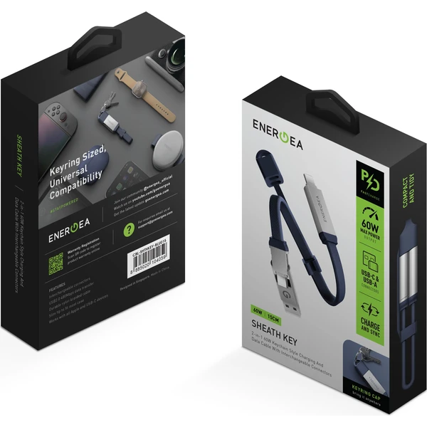 ENERGEA Sheath Key 2v1 USB-C/USB-A kabel, 480 Mb/s, 60W, 15 cm, blue - Kabely a redukce - Obrázek 02008eca9cda4426a6e745c5ed8ba659