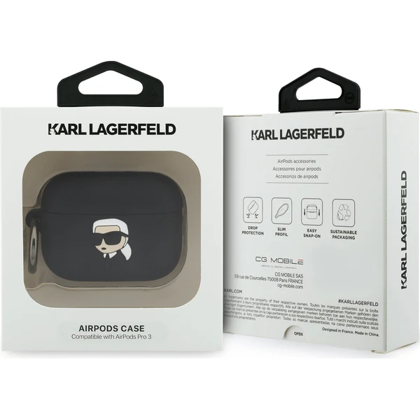 Karl Lagerfeld 3D Logo NFT Karl Head silikonové pouzdro AirPods Pro 3 černé - Pouzdra - Obrázek 022356822c634323b9a606559f6baba4