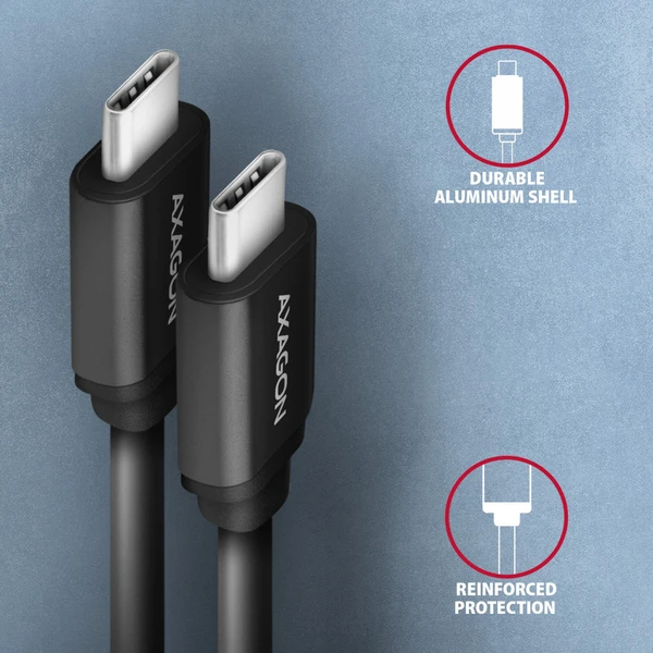 AXAGON BUCM-CM20TB TWISTER USB-C/USB-C napájecí kabel 60W 1,1m černý - Kabely a redukce - Obrázek 02P0000K01