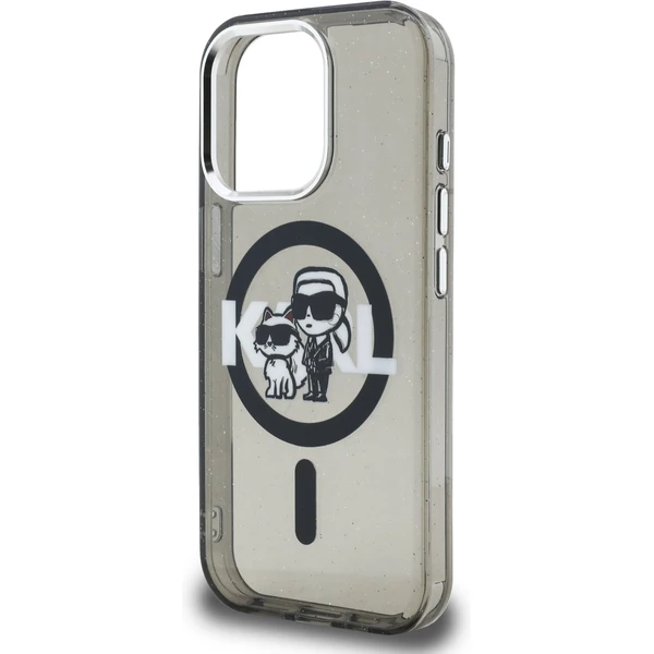 Karl Lagerfeld IML Glitter Karl and Choupette Sketch MagSafe kryt iPhone 15 Pro černý - Pouzdra - Obrázek 02a443fb57884485a1a5f396adc007be