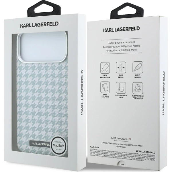 Karl Lagerfeld PU Houndstooth Resin Plate MagSafe kryt iPhone 17 Pro Max modrý - Pouzdra - Obrázek 02e7525fe9f64e3eba1a9f7a35f44f82