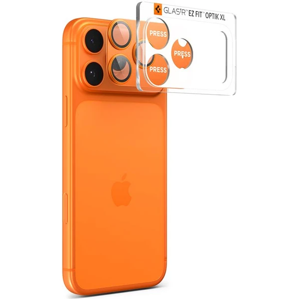 Spigen Glass tR EZ Fit Optik Pro XL sklo na fotoaparát iPhone 17 Pro oranžové - Ochranné folie a skla - Obrázek 02ef3b54451f4e329334dbbd4d6b7f18