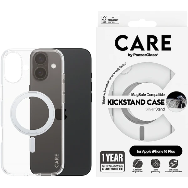 PanzerGlass® CARE kryt Apple iPhone 16 Plus MagSafe KickStand čirý/šedý - Pouzdra - Obrázek 0308000P01