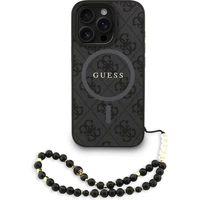 Guess PU Leather 4G Colored Ring Strap MagSafe kryt iPhone 16 Pro černý - Pouzdra