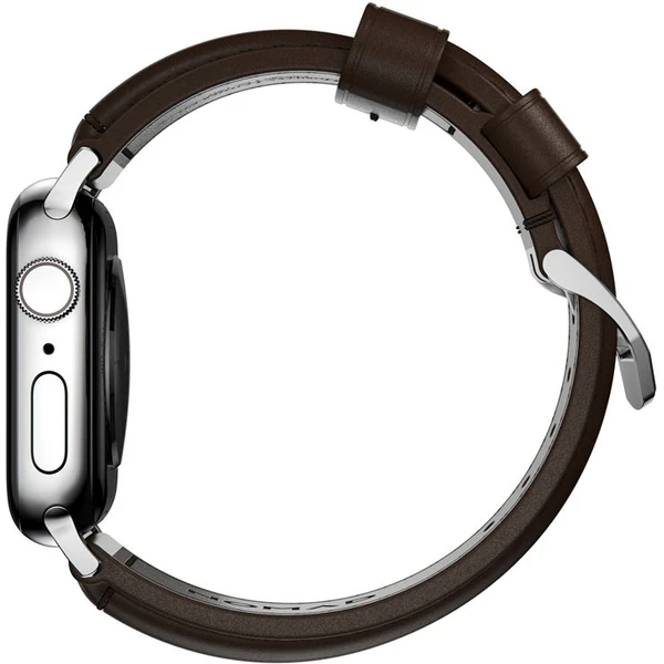 Nomad Traditional kožený řemínek Apple Watch Ultra (49mm) 8/7 (45mm)/6/SE/5/4 hnědý/stříbrné přezky - Řemínky - Obrázek 0356808d327546ea90b4ad1f25c23a95