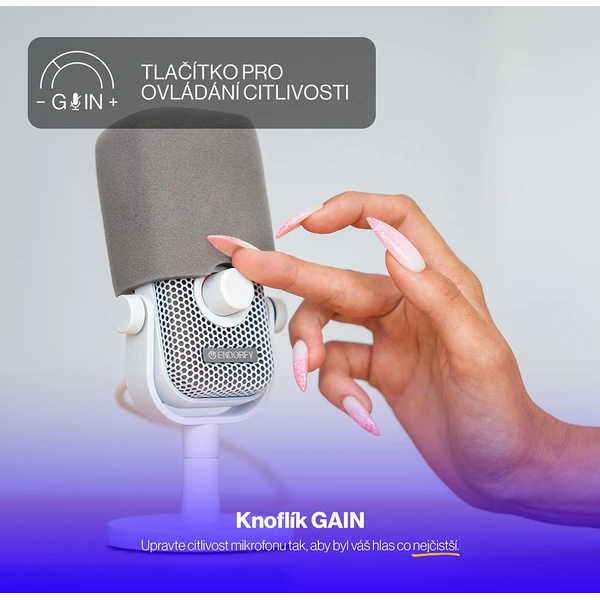Endorfy Solum Voice S Onyx streamovací mikrofon bílý - Mikrofony - Obrázek 035B000J01