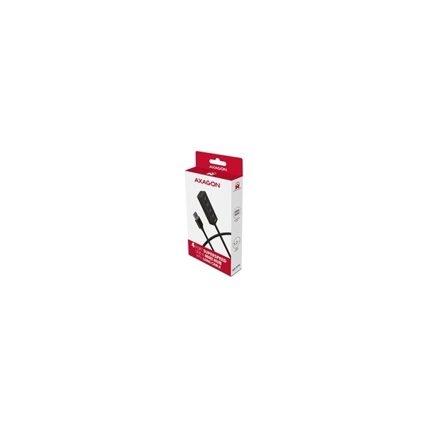 AXAGON USB MINI hub 4x USB 3.2 Gen 1 kovový USB-A 1.2m černý - USB huby - Obrázek 0360700301