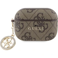 Guess 4G Script PC/PU Charm pouzdro pro AirPods Pro 2 hnědé - Pouzdra