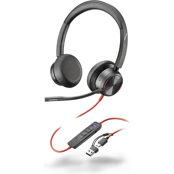 Poly BLACKWIRE 8225 MS, USB-C/A Černá