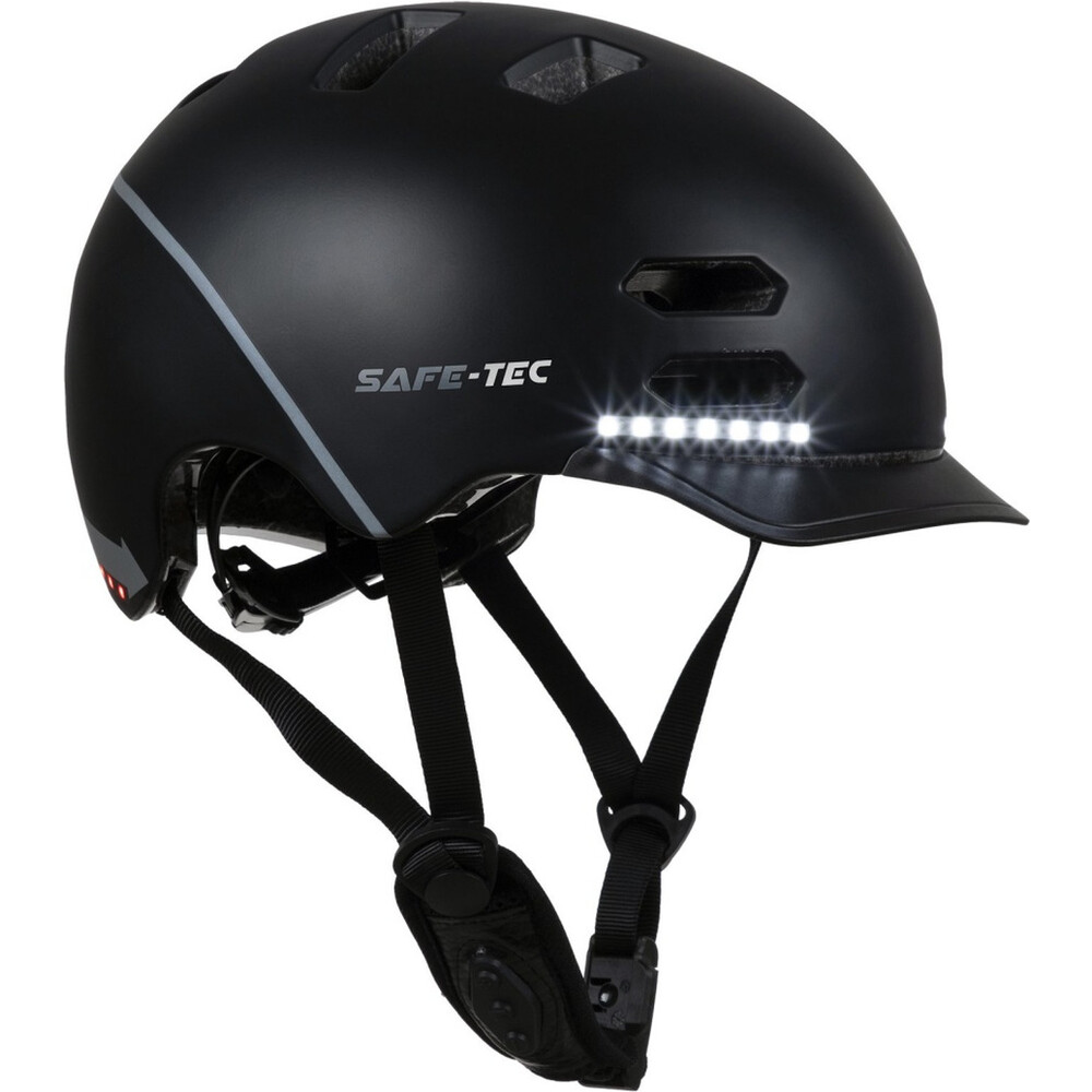 Safe-Tec SK8 chytrá helma na skate, kolobežku M (55cm- 58 cm) černá