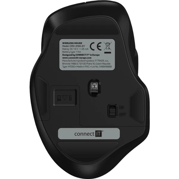 CONNECT IT Dual SmartSwitch bezdrátová myš, USB-A + C (+1x AA baterie zdarma) šedá - Myši - Obrázek 03N0000P01