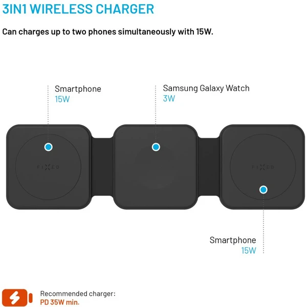 FIXED Flex for Samsung 3v1 bezdrátová nabíječka, 15W+3W+15W, černá - Nabíječky - Obrázek 03c756efc2be4ef49956b1de94783cf0