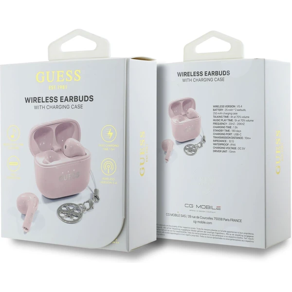 Guess Classic Logo Charm TWS bezdrátová sluchátka růžová - Sluchátka - Obrázek 03eafee26cda40be8bd6bf31f3e4f0ac