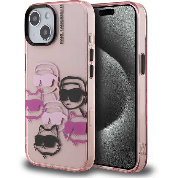 Karl Lagerfeld IML Multi K&CH Heads kryt iPhone 15 růžový