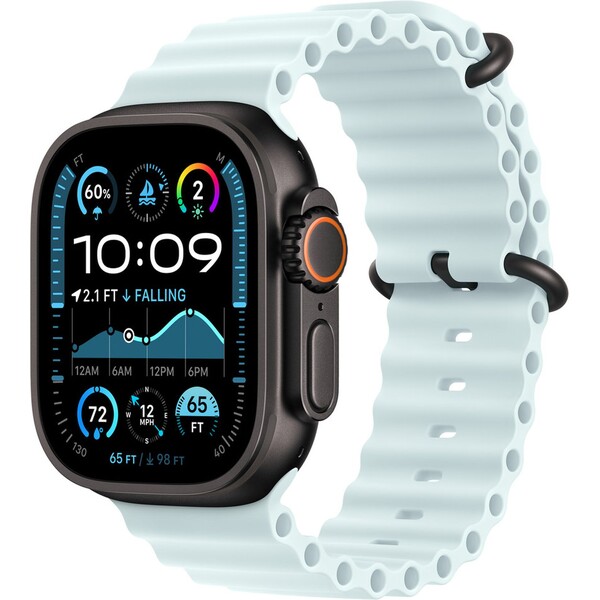 Apple Watch 49mm ledově modrý Oceánský řemínek - provedení z černého titanu MYP83ZM/A