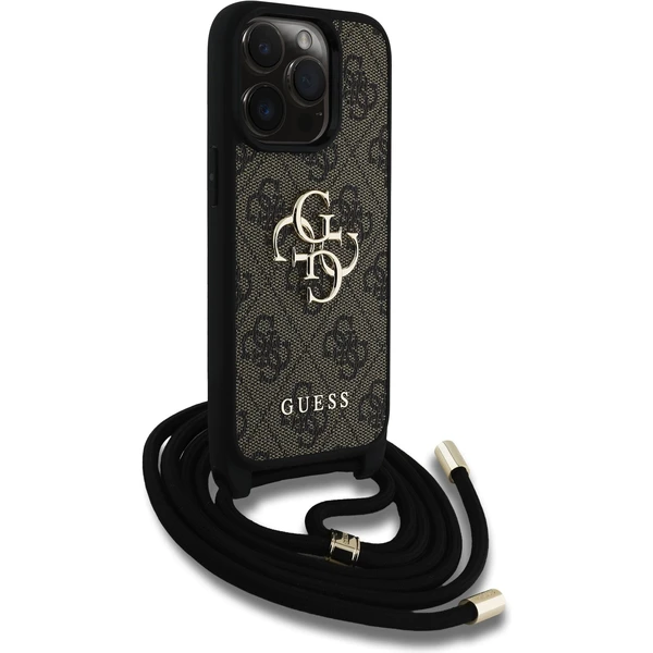 Guess PU 4G Metal Logo Crossbody popruh kryt iPhone 15 Pro Max hnědý - Pouzdra - Obrázek 048cce046ac4410ea9b993c342457584