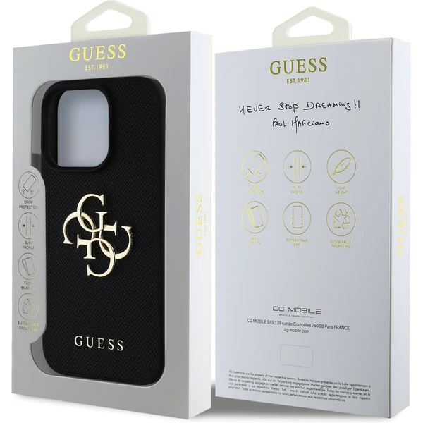 Guess PU Grained 4G Metal Logo kryt iPhone 16 Pro černý - Pouzdra - Obrázek 04ddfc27ac574190a90788d740a0ead8