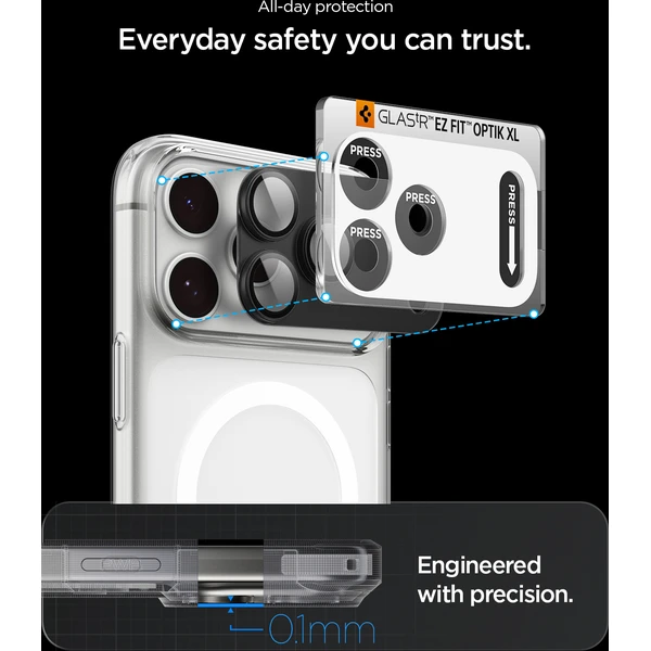 Spigen Glass tR EZ Fit Optik Pro XL 1 Pack sklo na fotoaparát iPhone 18 Pro Max tmavě šedé - Ochranné folie a skla - Obrázek 04eff9fba44e418da7b00716cd5656b0