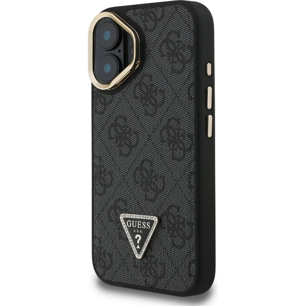 Guess PU 4G Strass Triangle Logo Stand Camera Frame MagSafe kryt iPhone 16 černý - Pouzdra - Obrázek 04f8b07070d843838643fbb65990a81e