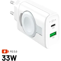 FIXED Power Socket GaN nabíječka USB-A/USB-C a nabíječkou pro Apple Watch bílá - Nabíječky