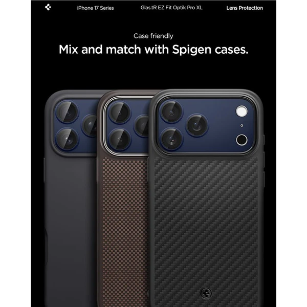 Spigen Glass tR EZ Fit Optik Pro XL sklo na fotoaparát iPhone 17 Pro Max tmavě modré - Ochranné folie a skla - Obrázek 0574857a29424f34a67b95d252c8dbae