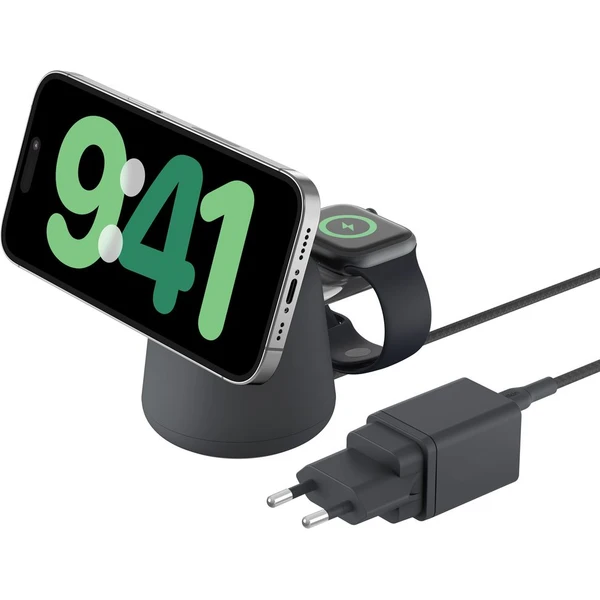 Belkin BOOST CHARGE™ PRO Qi2 15W 2v1 Nabíjecí MagSafe stojánek pro iPhone/Apple Watch/AirPods tmavě  - Nabíječky - Obrázek 05ZM000K01