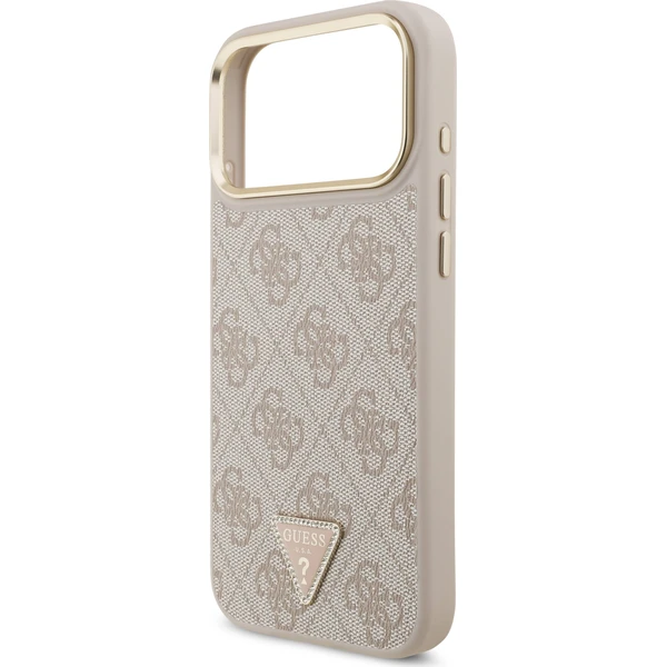 Guess PU Leather 4G Strass Triangle Logo Gold Frame MagSafe kryt iPhone 18 Pro Max růžový - Pouzdra - Obrázek 05b419460a5e419cb86d522432690c72