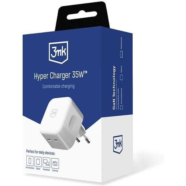 3mk Hyper Charger 35W síťová nabíječka, GaN, 2x USB-C (PD) bílá - Nabíječky - Obrázek 05d1f30e5b1f44708f5e0862fc2e56e7