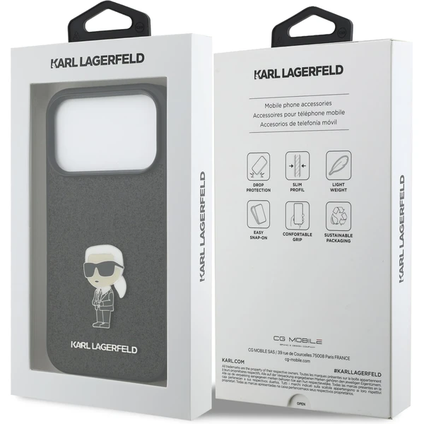 Karl Lagerfeld Fixed Glitter Metal Ikonik kryt iPhone 17 Pro černý - Pouzdra - Obrázek 05d805e99afa4afbb159c27add1a5660