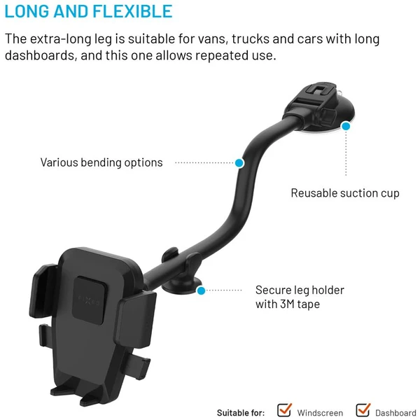 FIXED Iconiq Flex XL univerzální držák do auta na sklo nebo na palubní desku černý - Držáky - Obrázek 061cb43be28b47228bcb7efd1c3fb392