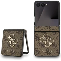 Guess PU 4G Metal Logo kryt Samsung Galaxy Z Flip 7 hnědý - Pouzdra