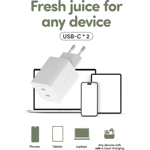 PanzerGlass® empower nabíječka Turbo GaN (45 W) 2x USB-C, bílá - Nabíječky - Obrázek 063J000K01