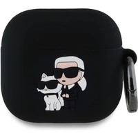 Karl Lagerfeld 3D Logo NFT Karl and Choupette silikonové pouzdro AirPods 4 černé - Pouzdra