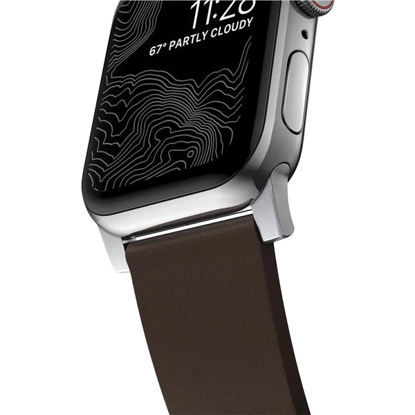 Nomad Active Strap Pro hydrofobní kožený řemínek Apple Watch 49/46/45/44/42mm hnědý/stříbrný - Řemínky - Obrázek 06G1000K01