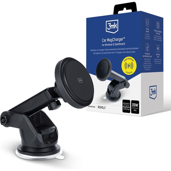 3mk držák do auta Car MagCharger™ na okno a palubní desku Černá