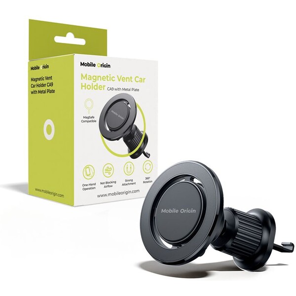 Mobile Origin MO9 magnetický držák do ventilace s kovovou destičkou černý