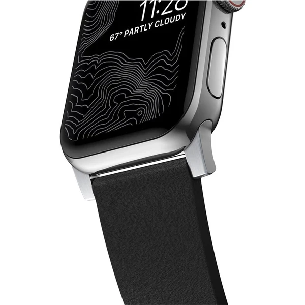 Nomad Active Strap Pro hydrofobní kožený řemínek Apple Watch 49/45/44/42mm černý/stříbrný - Řemínky - Obrázek 07G1000K01