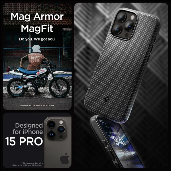 Spigen Mag Armor MagFit kryt iPhone 15 Pro matně černý - Pouzdra - Obrázek 07W8000601