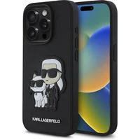 Karl Lagerfeld PU Saffiano Karl and Choupette kryt iPhone 15 Pro černý - Pouzdra